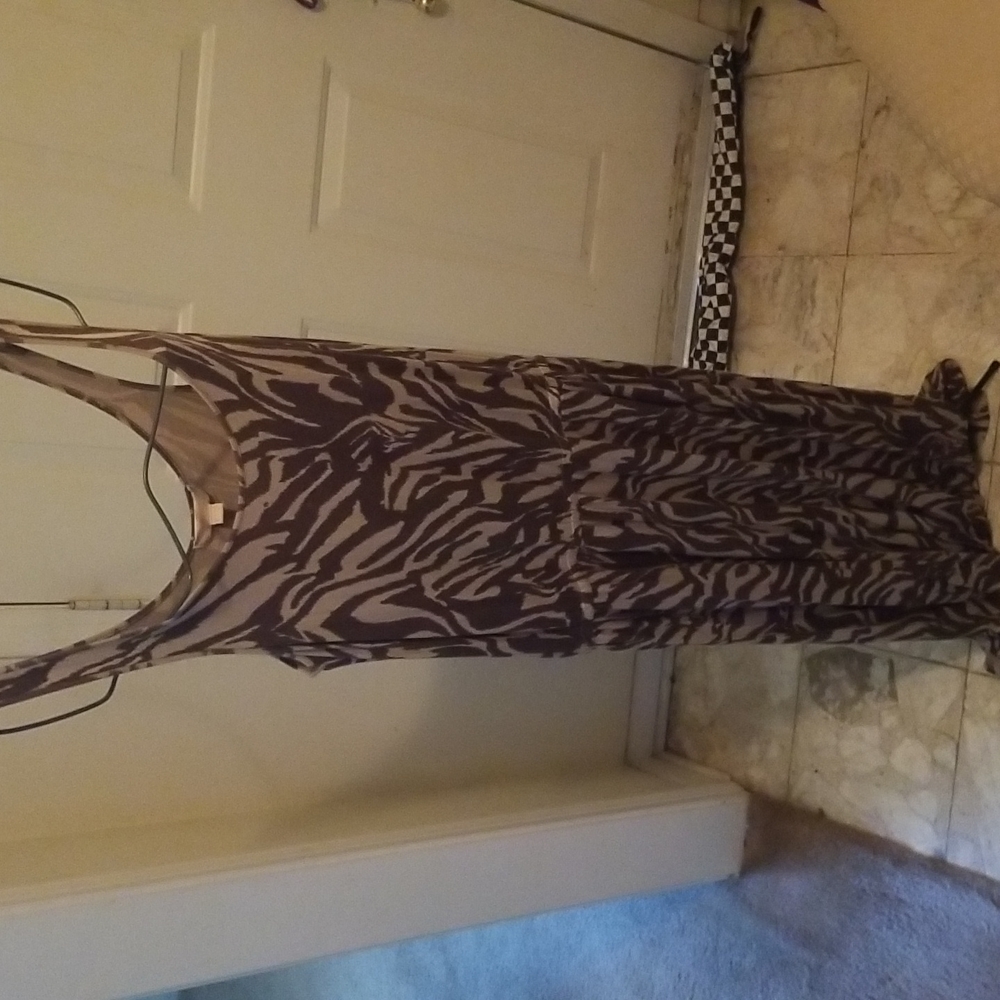 Michael Kors brown animal print sleeveless dress